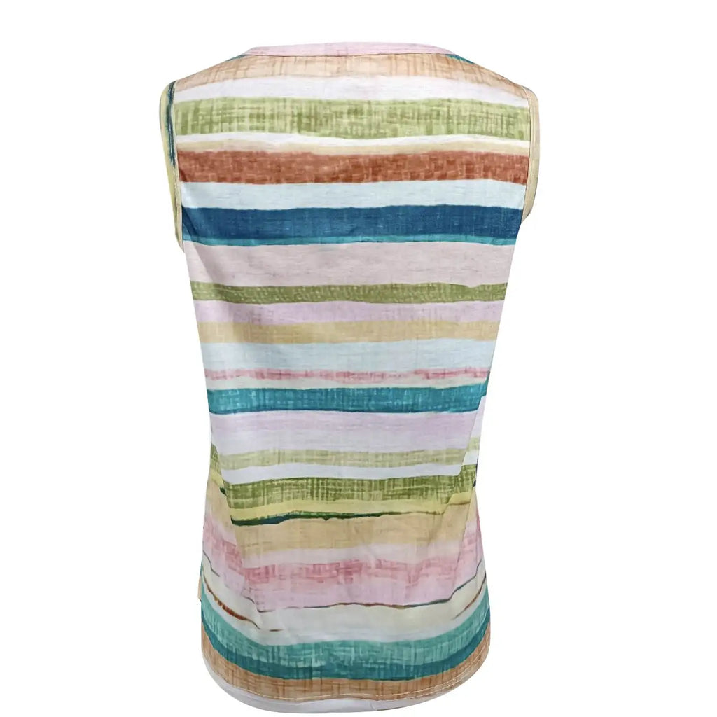 Ladies' V-neck Tie Dye Sleeveless Rainbow Colored Striped Print Proud Moon Tank Top Vest