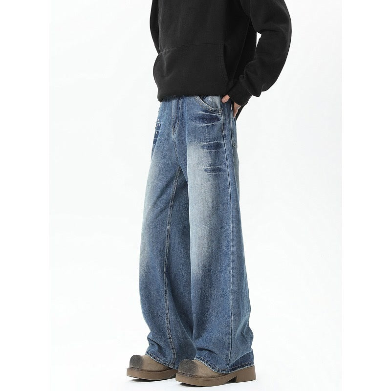 Men's Rivet Washed Jeans Loose Lootquake LLC