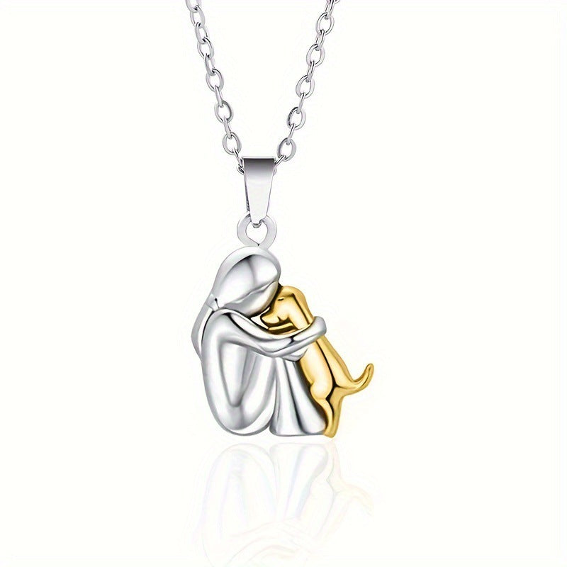 Fashion Little Girl And Dog Hug Necklace Pi-Mart