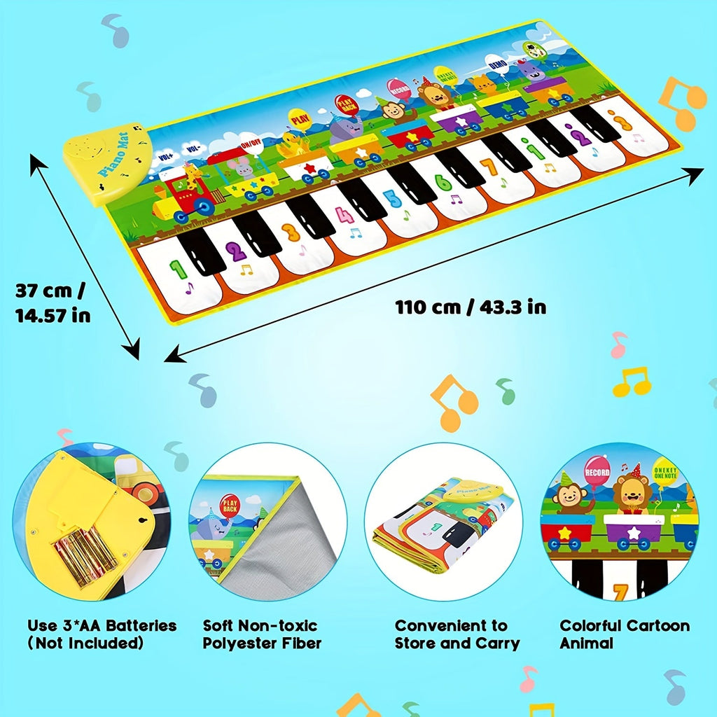 Musical Piano Mat for Kids, Floor Dance Toy with 10 Songs, 8 Animal Sounds, 5 Modes. Children'S Keyboard Blanket Music Touch Game Mat, Music Early Education Toy, Halloween Christmas Gift for Winter Lootquake LLC
