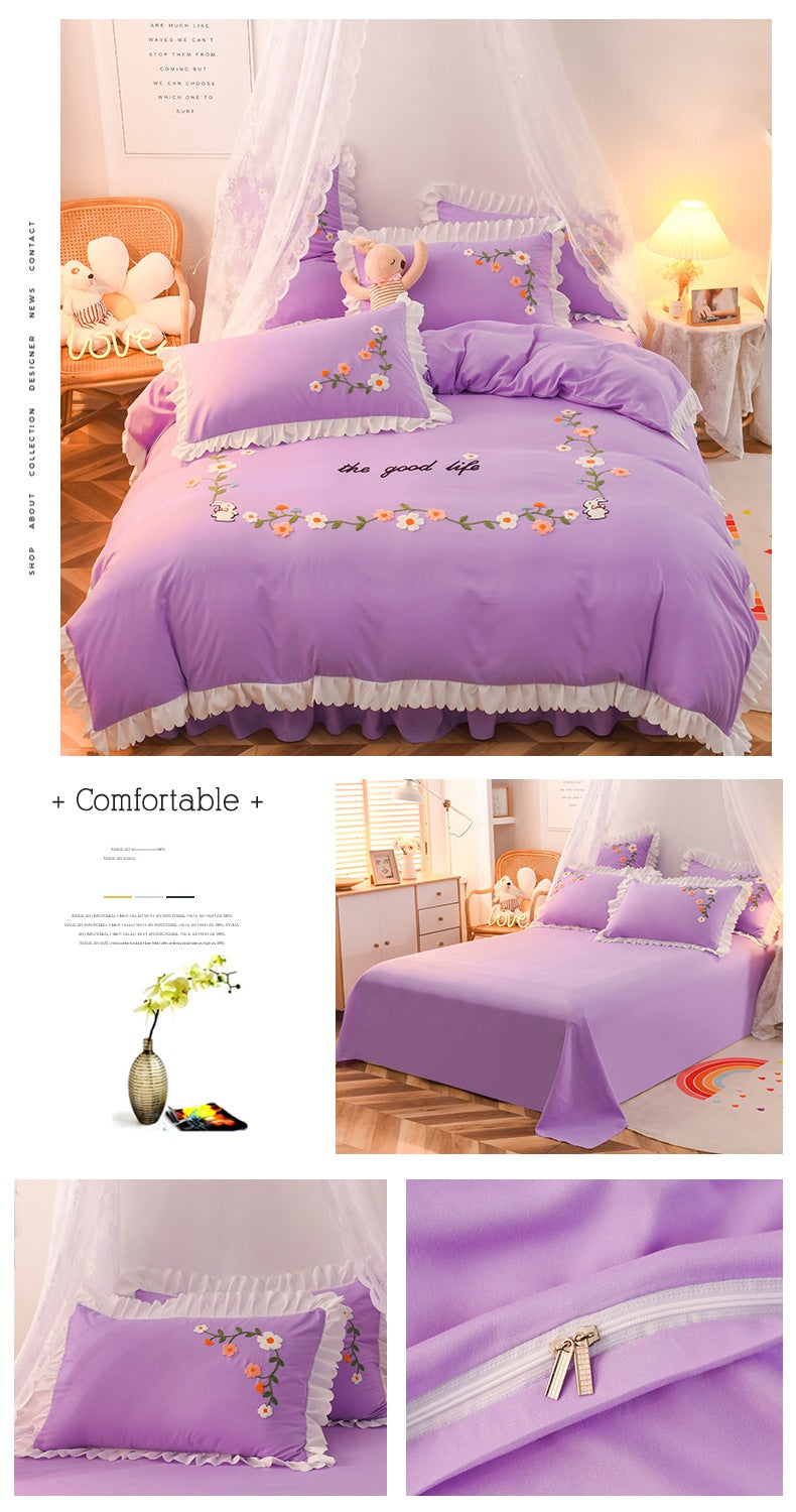 Three-piece Set On Single Bed With Wind Ruffled Duvet Cover Pi-Mart