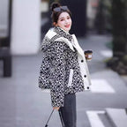 Printed Hooded Down Jacket Women's Short Pi-Mart