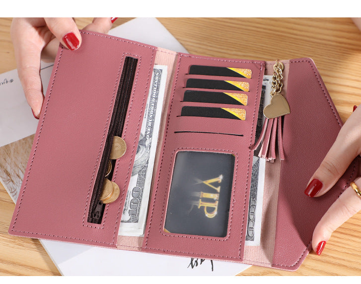 Wallet women's long, fringed three-fold flip clutch bag, simple women's wallet evening - SJB-DIAMOND ELITES