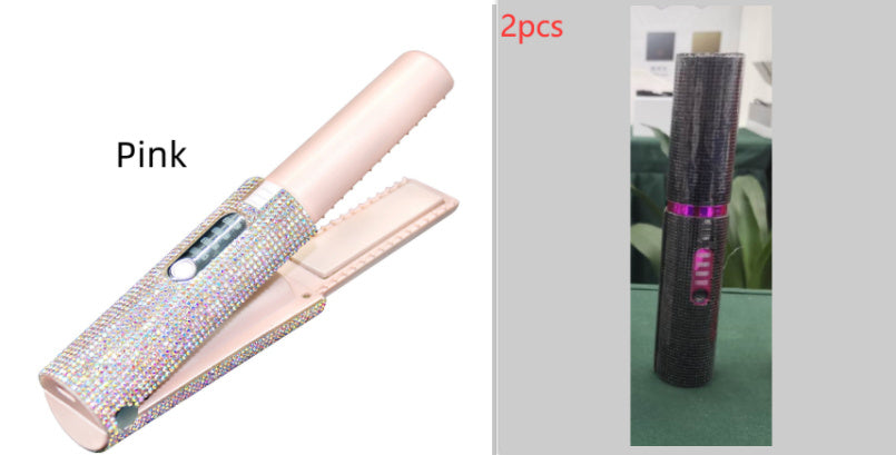 2-In-1 Electric USB Hair Straightening Brush Straightener Brush Multifunctional Comb Straightening Styler Hair Curler Pi-Mart