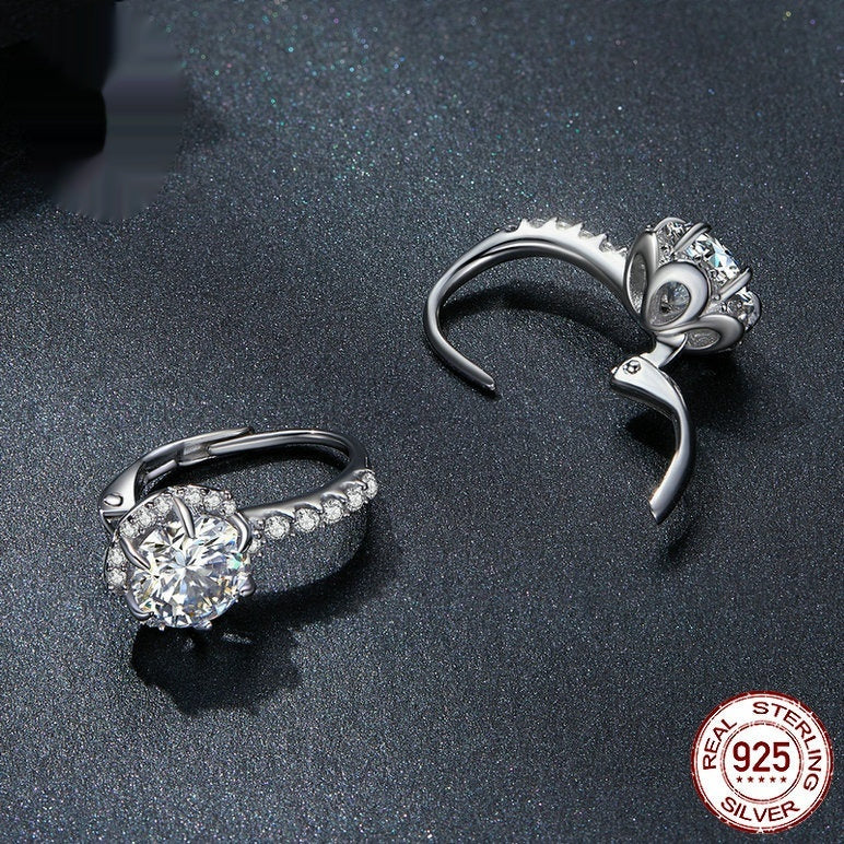 Sterling Silver Simple Elegant Moissanite Earrings Pi-Mart