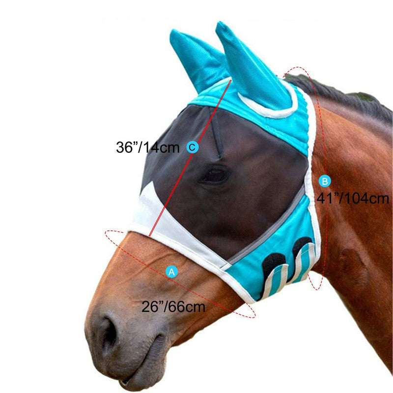 Anti-mosquito And Anti-flying Horse Face Mask With Velcro Style Horse Flying Mask Lootquake LLC