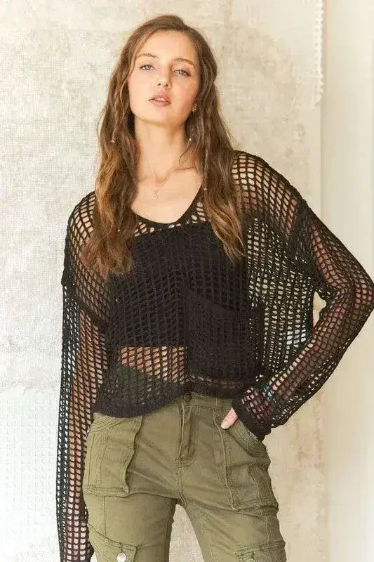 ADORA Crochet Long Sleeve Knit Top – Femstylo - SJB-DIAMOND ELITES