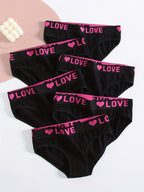Soft Touch 6-Pack Seamless Bikini Briefs for Women – Colorful Drop Waist Cotton Panties with Stretch Fit & Alphabet Print – Women's Everyday Lingerie & Underwear Essentials for Summer