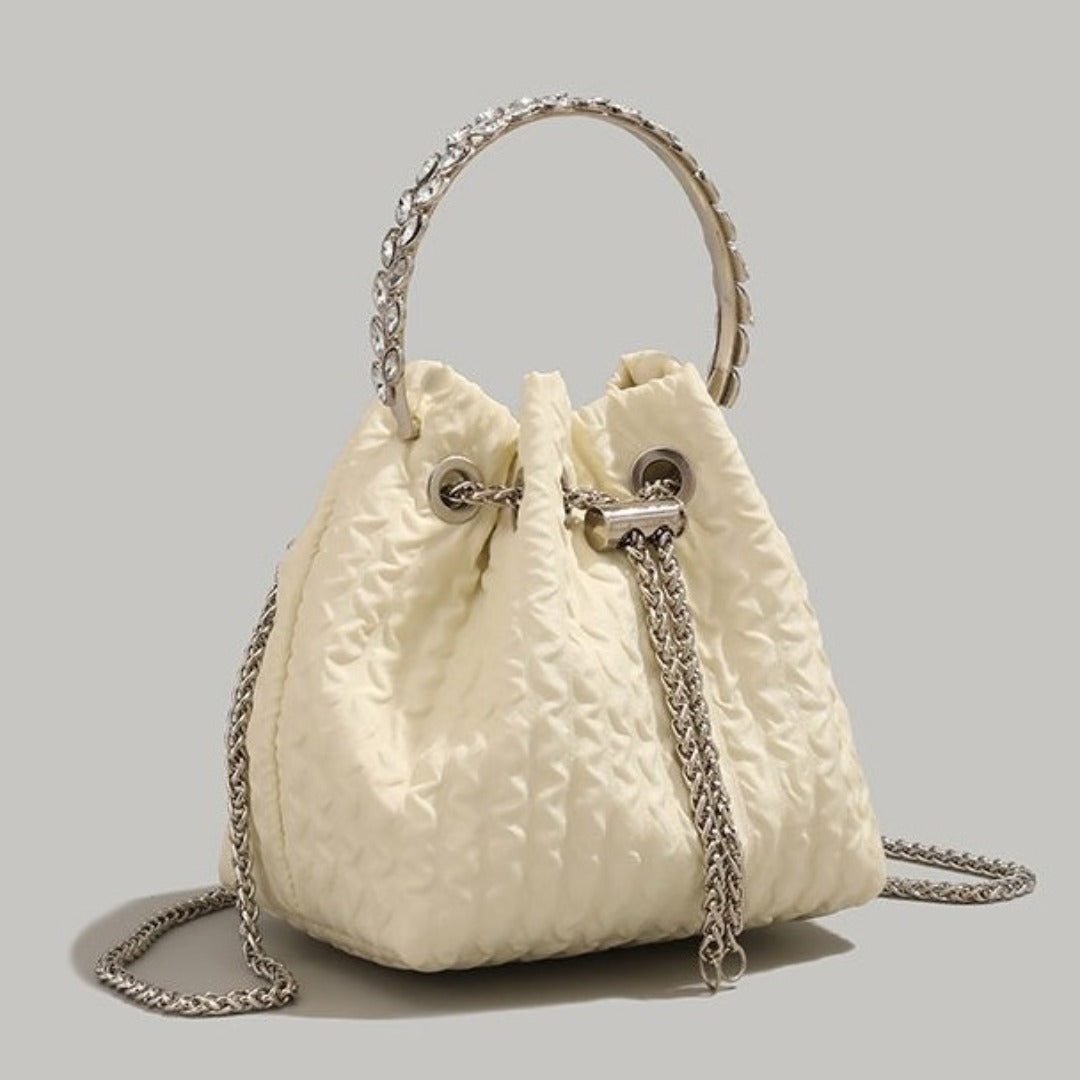 Rhinestone chain handbag women, fashion drawstring bucket bag evening clutch purse party Prom bag Party purse Prom bags clutches - SJB-DIAMOND ELITES