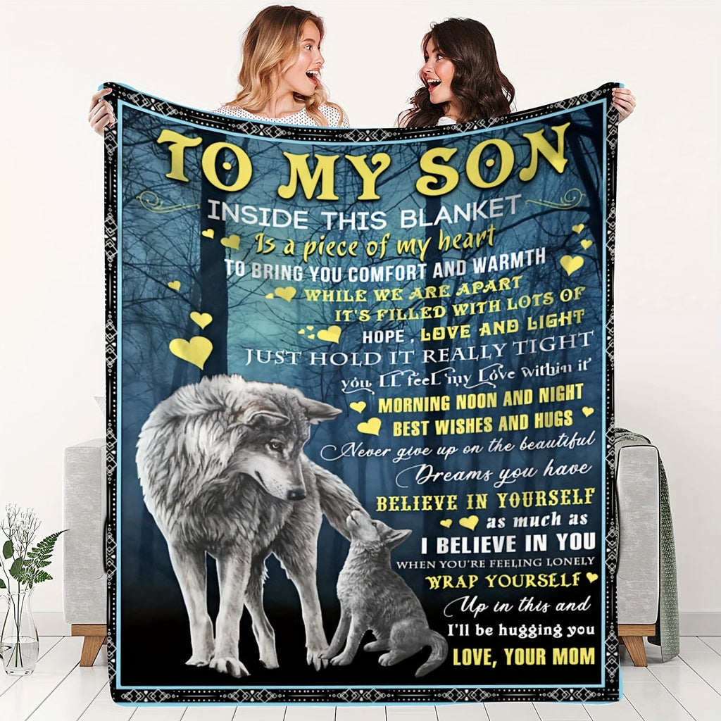 1pc Flannel Blanket, To My Mother From Son Throw Blanket, Warm Cozy Soft Blanket For Couch Bed Sofa Office Camping