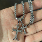 Double Cross Pendant Necklace Pi-Mart