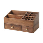 Solid Wood Cosmetics Storage Box Organizing Makeup Brush Drawer Rack