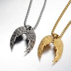 Feather Wings Retro Titanium Steel Personality Punk Necklace Pi-Mart