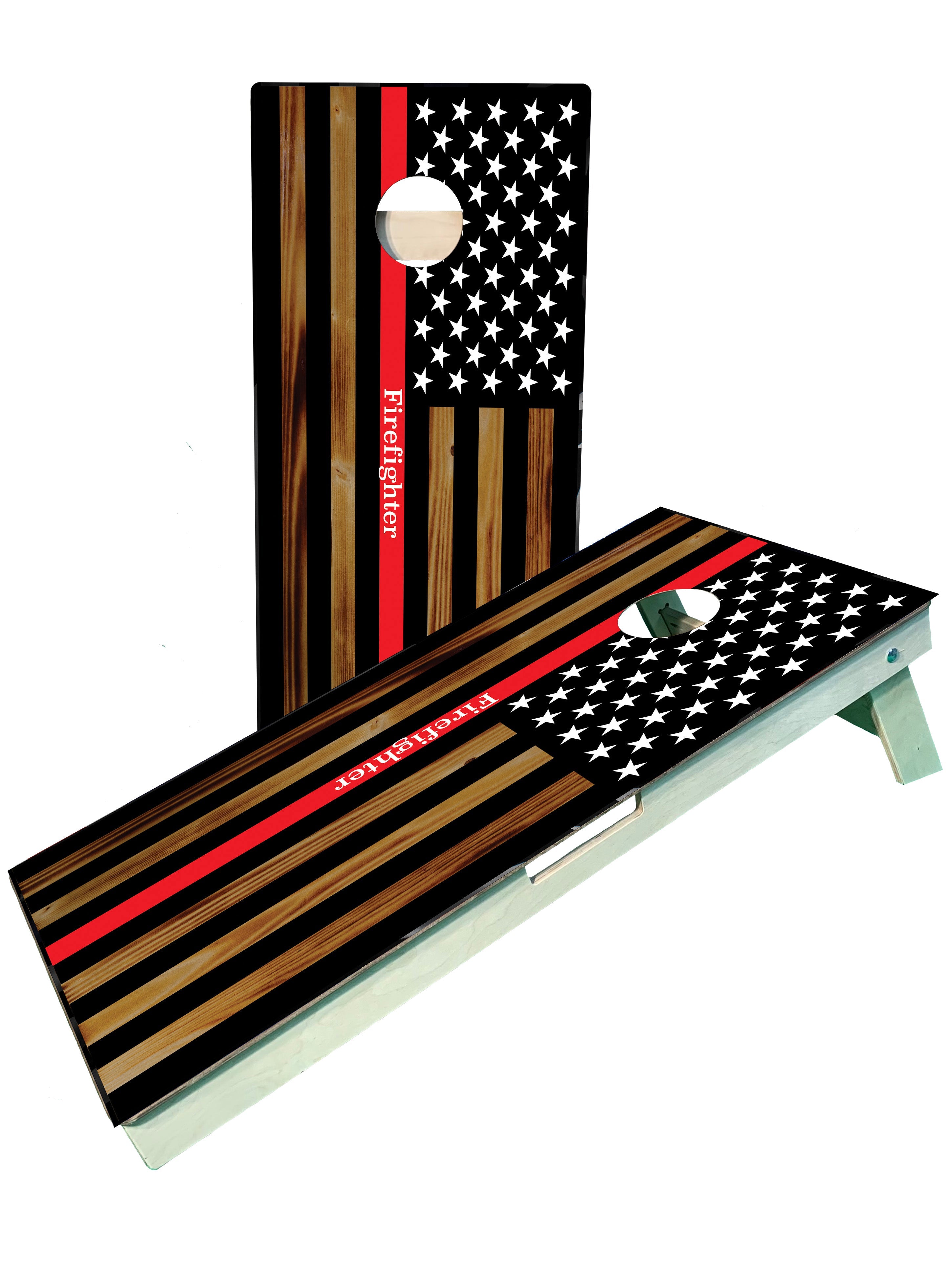 Firefighter Red Line Flag Cornhole Board - SJB-DIAMOND ELITES