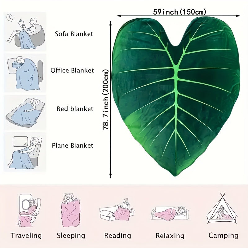 Soft Geometric Leaf All-Season Throw - Chic, Cozy & Versatile Blanket for Home and Travel, Lunch break, Easy Maintenance Lootquake LLC