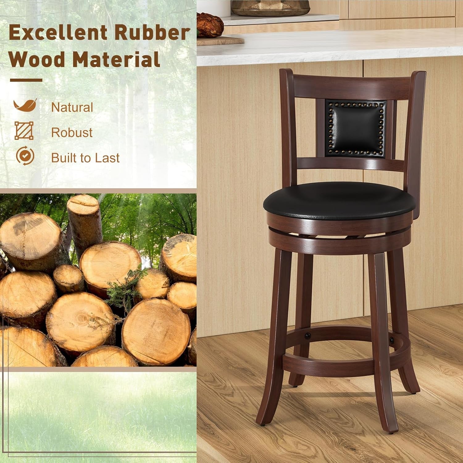 Ergonomic Swivel Bar Stools Set of Two Lootquake LLC