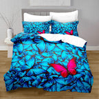 3D Digital Printing Butterfly Pattern Brushed Quilt Cover Pillowcase Bedding Set Pi-Mart