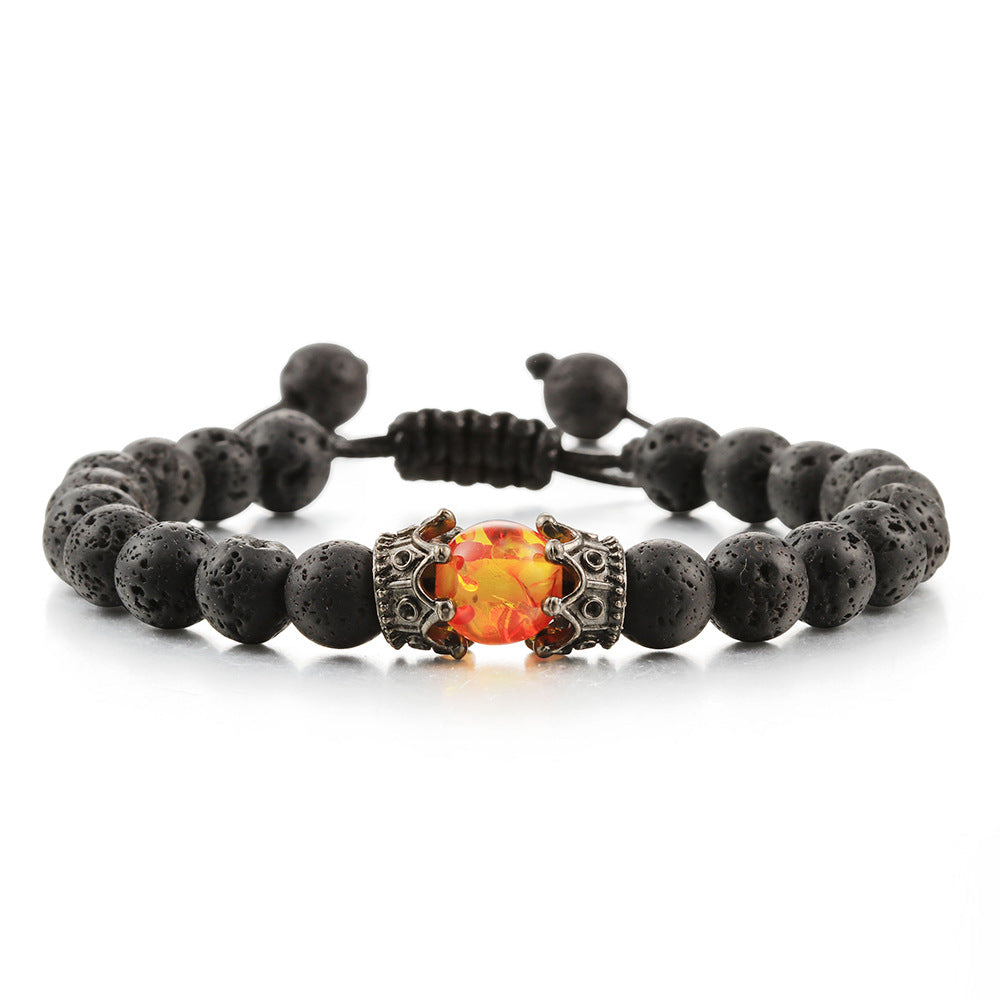 Beaded Hand Rope Volcanic Stone Bracelet Pi-Mart