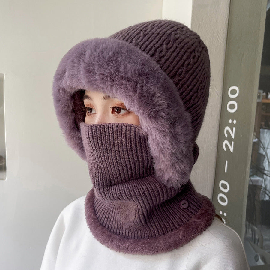 Women's Multi-functional Hat Scarf One-piece Suit Outdoor Windproof Cold-resistant Hat Pi-Mart