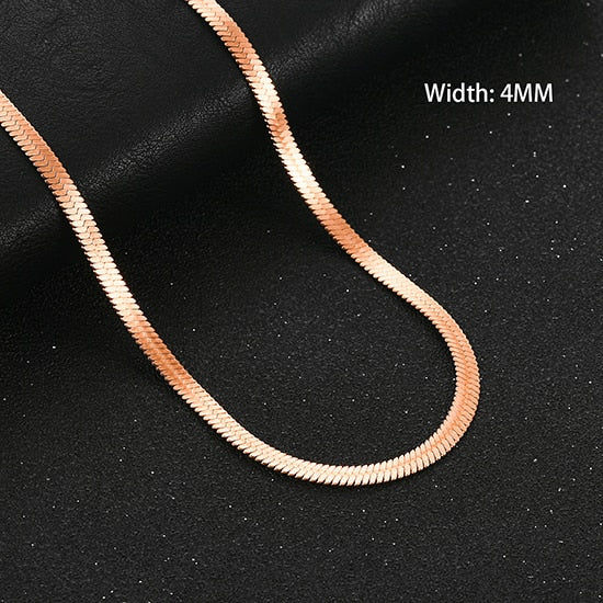 Flat Gold Color Stainless Steel Necklace Pi-Mart