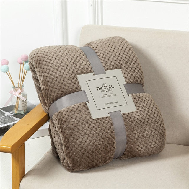 Fluffy Plaid Winter Bed Blankets by Pi Mart