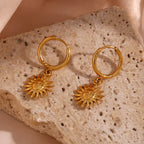 18K Gold Earrings Temperament Light Luxury Sun Element Trend Pendant Earrings Titanium Steel Plated Pi-Mart