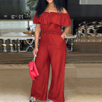 218298 Plus Size Women's Clothing 2025 Autumn New Item No Wash Denim Shawl Jumpsuit Factory Purplish Diva