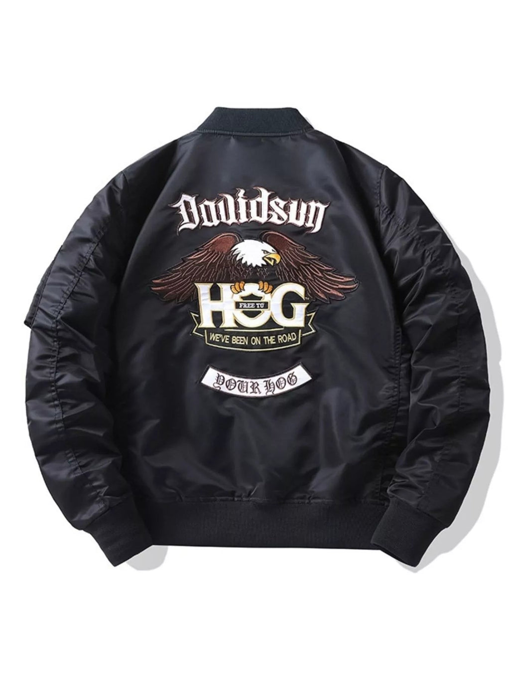 Embroidered Plus Size Bomber Jacket THRIXINE