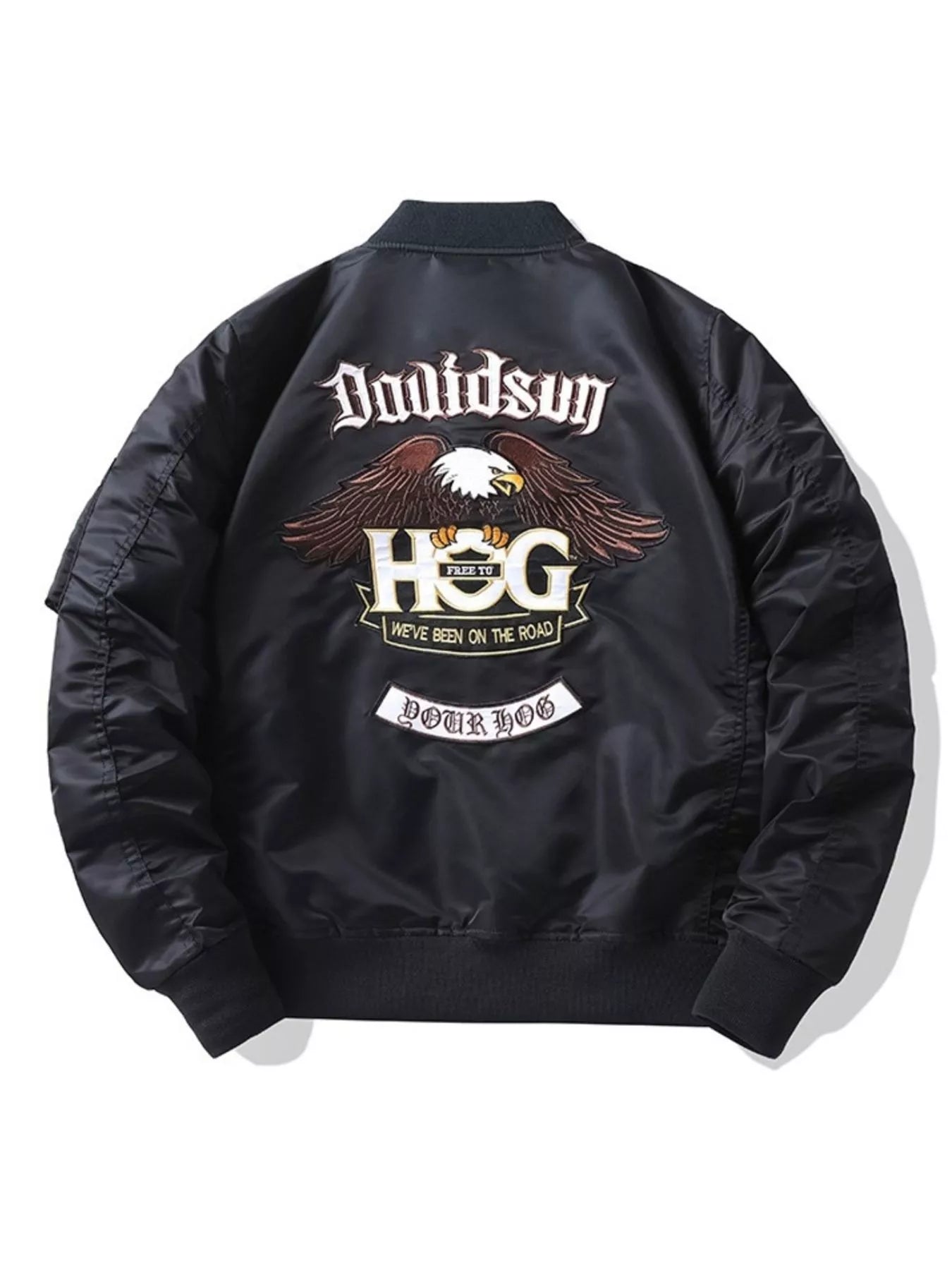 Embroidered Plus Size Bomber Jacket THRIXINE
