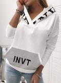 Pocket Hooded Letter Pullover Sweatshirt Pi-Mart