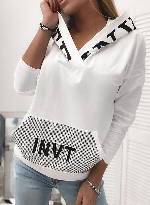Pocket Hooded Letter Pullover Sweatshirt Pi-Mart