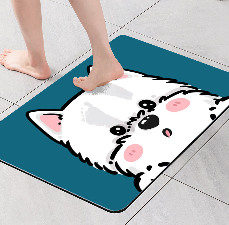 West Highland Corgi Teddy Diatoms Mud Absorbent Non-slip Floor Mat Pi-Mart