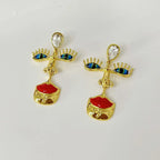 Minority Design Vintage Red Lip Nose Eye Pendant Necklace