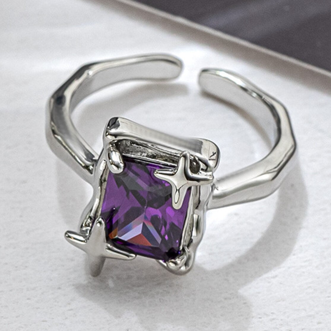 Purple Square Zirconia Ring - SJB-DIAMOND ELITES
