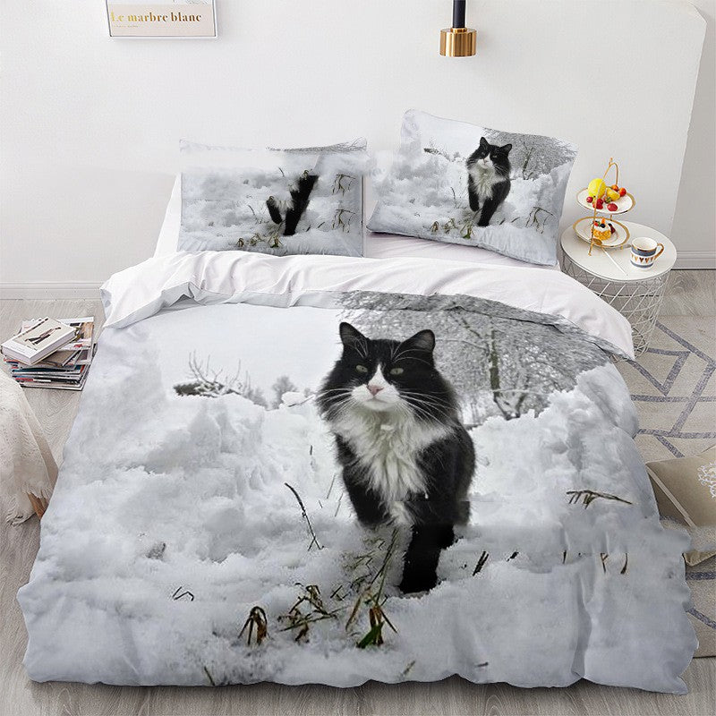 Cat Series 3d Digital Printed Quilt Cover Three-piece Set Pi-Mart