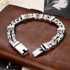 S925 Sterling Silver Trendy Men's Personalized Bracelet New Chinese Style Double Woven Safety Pattern Handmade Chain Pi-Mart
