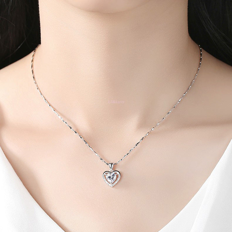 Women's Silver Clavicle Chain Simple Ocean Heart Pi-Mart