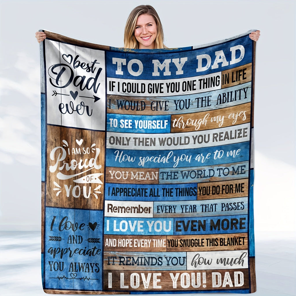 1pc Envelope Printed Flannel Blanket, To My Dad Blanket, Warm Cozy Soft Throw Blanket Nap Blanket For Couch Bed Sofa Camping Travel, Best Gift Square Blanket For Dad Lootquake LLC