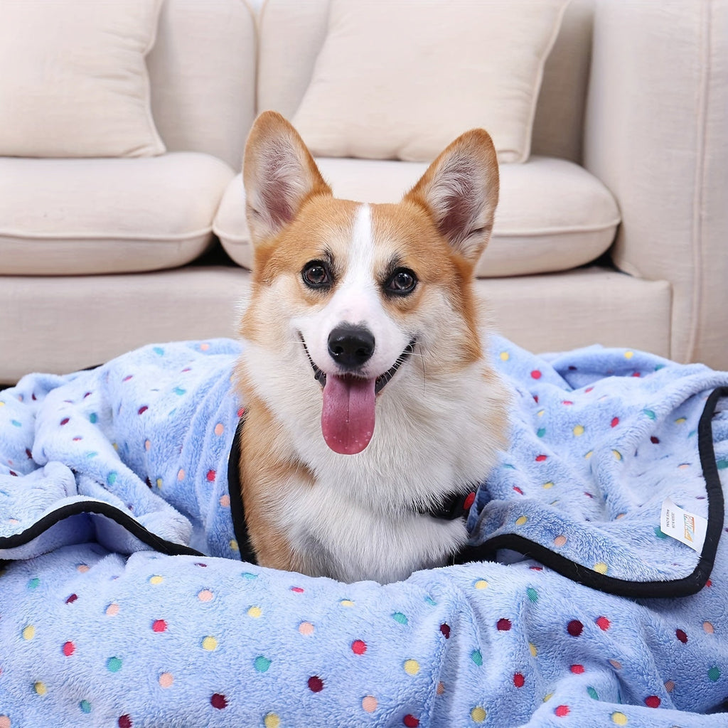 1pc Ultra-Soft Coral Fleece Pet Blanket - Cozy Flannel Cartoon Dog Throw - Ideal for Couch Snuggling & Puppy Comfort