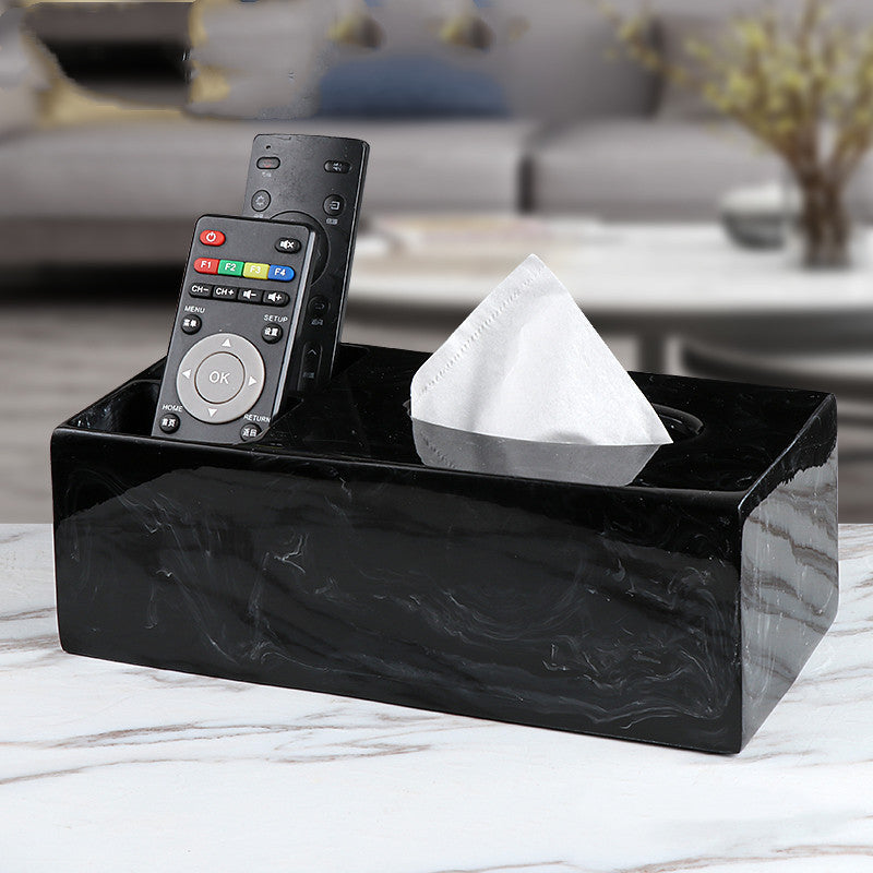 Living Room Simple Modern Light Luxury Creative Napkin Paper Box Marble Pattern Pi-Mart