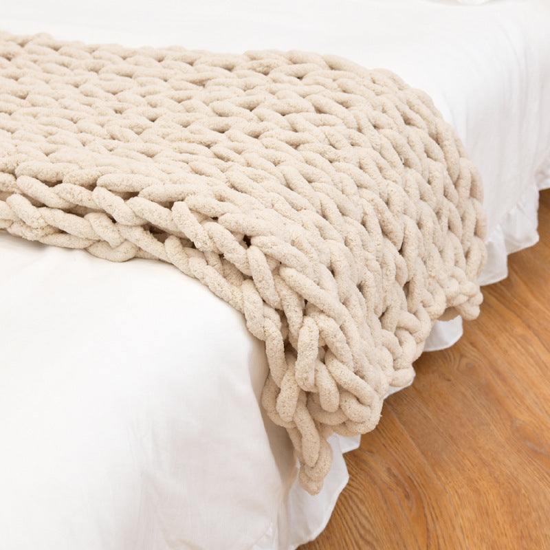 Hand-knitted Blankets With Ins Coarse Wool Pi-Mart