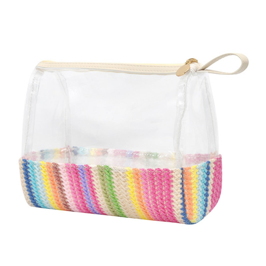 Ladies straw wristlet purse, Cosmetics storage bag transparent, toiletries storage bag, Transparent Cosmetic Bag, - SJB-DIAMOND ELITES