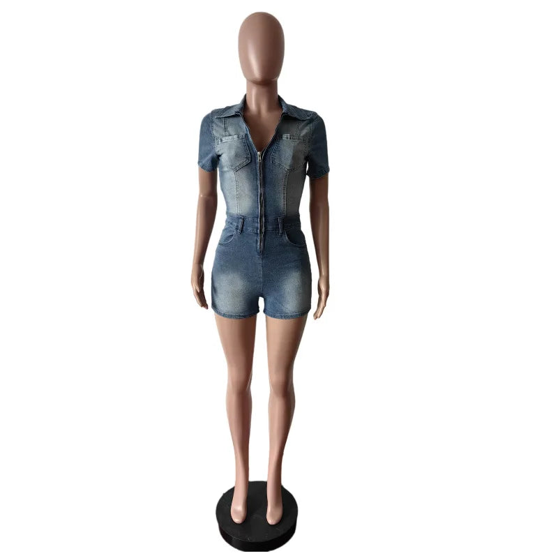 Demin Overalls Women Jumpsuits Mom Jeans One Piece Short Pants High Waist Rompers Y2k Streetwear Jumpsuit Summer 2025 Bodycon Purplish Diva