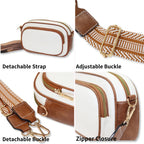 Embroidered Crossbody Bag, Vintage Ribbon Shoulder Bag, Small Crossbody Square Bag, Small Crossbody Purse for Women Triple Zip - SJB-DIAMOND ELITES