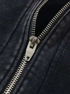 Men's Washed Zip-Up Hoodie with Pockets