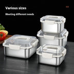 304 Stainless Steel Crisper Square Lunch Box With Handle Pi-Mart
