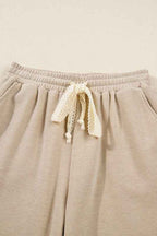 Solid Corduroy Lace Hoodie and Pants Set THRIXINE