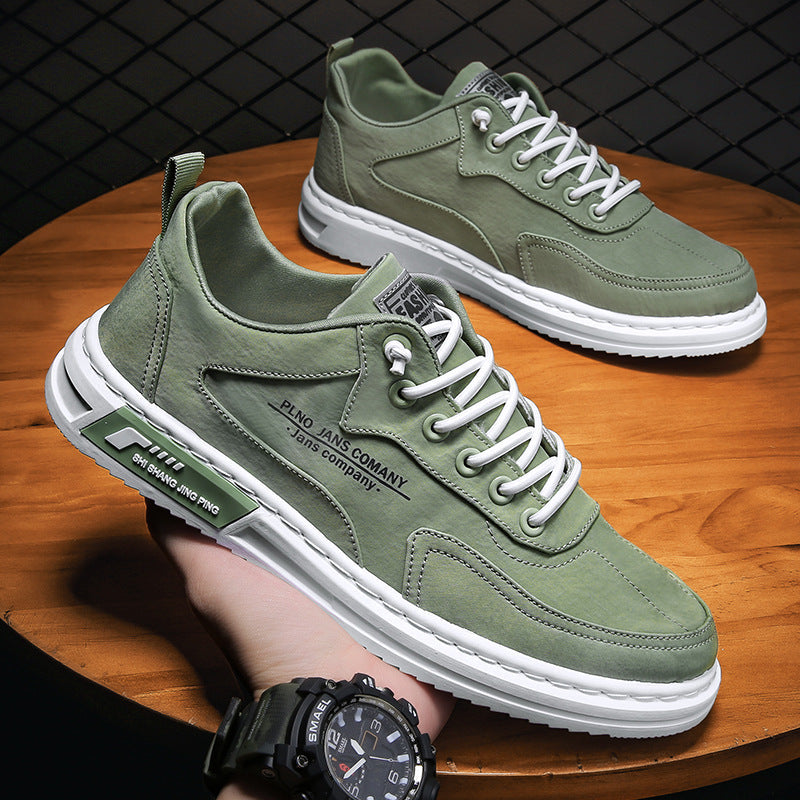 Men Sneakers Lace-up Letter Print Platform Canvas Shoes Sports Pi-Mart