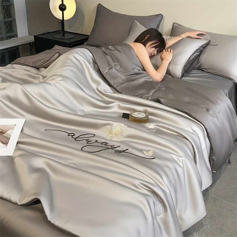 Luxury Embroidered Summer Cooling Quilt - Lightweight, Breathable Air Conditioner Blanket for Bedroom & Dorm, Machine Washable (Pillowcase Not Included) Lootquake LLC