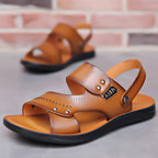 Men's Genuine Leather Wear-resisting Non-slip Breathable Slippers Pi-Mart